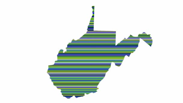 Západní Virginie Usa Stát Obrys Mapa Pozadí Vertikální Řádky Barev — Stock video