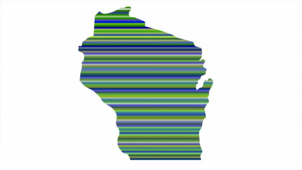 Wisconsin Estados Unidos Contorno Mapa Fondo Vertical Filas Colores Cambiar — Vídeos de Stock