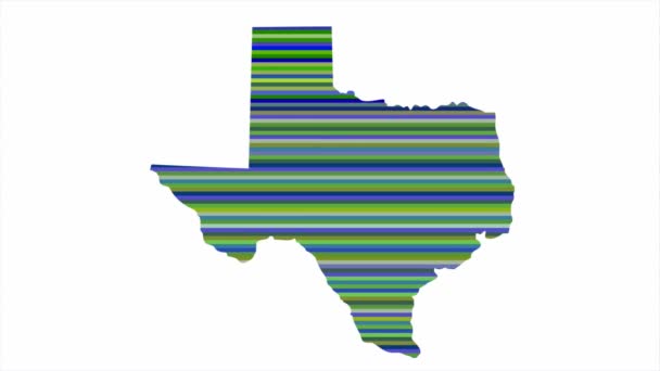 Texas Contorno Mapa Fondo Vertical Filas Colores Cambiar Tono Looped — Vídeos de Stock