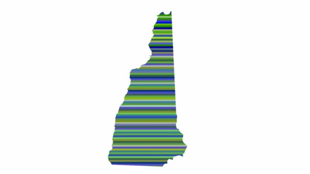 New Hampshire Ηπα Κατάσταση Περίγραμμα Χάρτη Φόντο Κάθετες Σειρές Χρωμάτων — Αρχείο Βίντεο