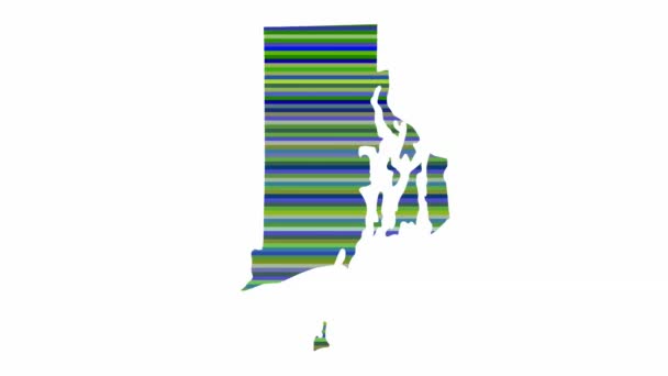 Rhode Island Eua Estado Contorno Mapa Fundo Vertical Linhas Cores — Vídeo de Stock