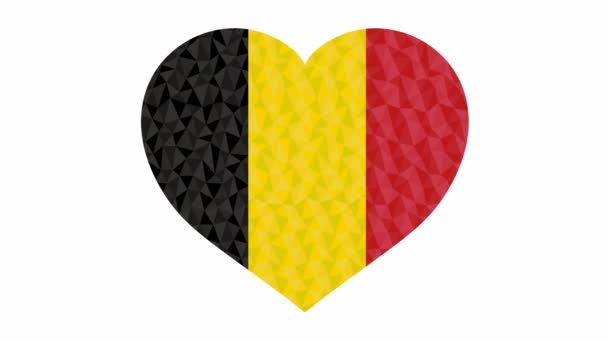 Belgian Flag Form Beating Heart Low Poly Style Animated Video — Stock Video