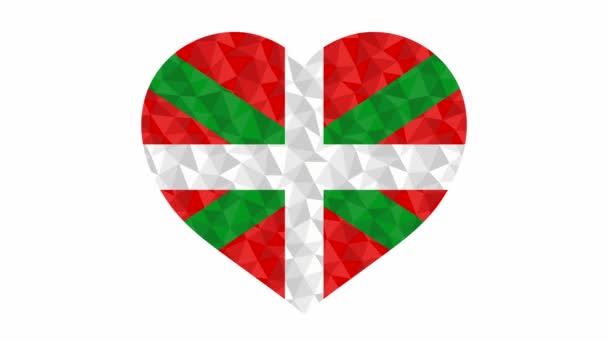 Bendera Negara Basque Dalam Bentuk Pemukulan Jantung Gaya Poly Rendah — Stok Video