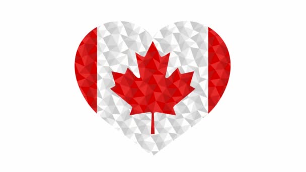 Canadian Flag Form Beating Heart Low Poly Style Animated Video — Stock Video