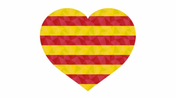 Catalan flag in form of beating heart low poly style animated video suitable as a site element