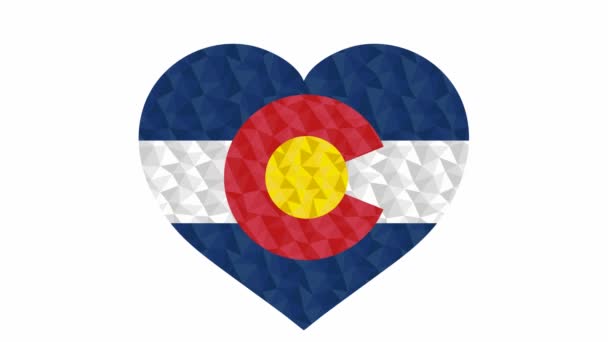 Colorado State Flag Form Beating Heart Low Poly Style Animated — Stock Video