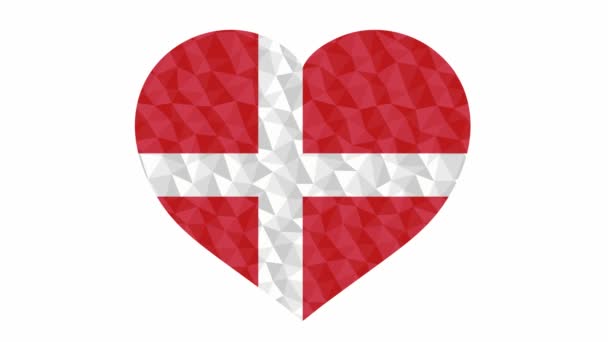 丹麦国旗形式的跳动心脏低的多风格动画视频适合作为网站元素 — 图库视频影像