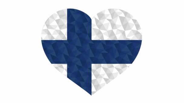 芬兰国旗形式的跳动心脏低的多风格动画视频适合作为网站元素 — 图库视频影像