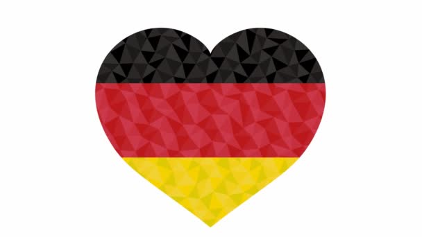 Németország Zászló Formájában Dobogó Szív Alacsony Poly Stílusú Animációs Videó — Stock videók