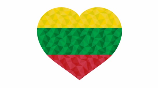 Flaga Litewska Postaci Bijącego Serca Niski Poli Styl Animacji Wideo — Wideo stockowe