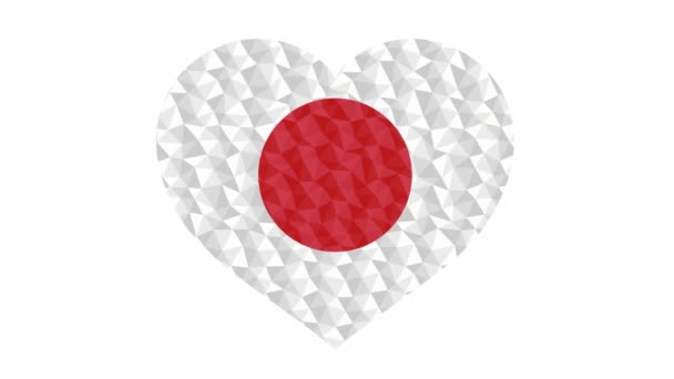 Drapeau Japonais Forme Battement Coeur Bas Poly Style Vidéo Animée — Video