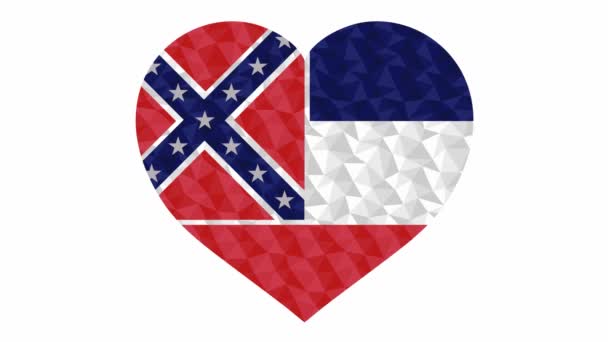 Mississippi Bendera Negara Bagian Amerika Serikat Dalam Bentuk Pemukulan Jantung — Stok Video
