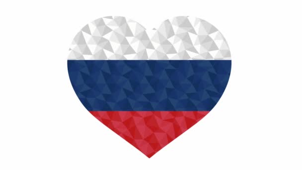 Russian Flag Form Beating Heart Low Poly Style Animated Video — Stock Video