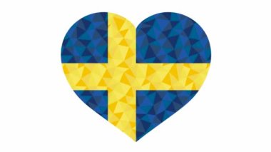 İsveç bayrağı kalp atışları şeklinde düşük polimerli animasyon video sitesi olarak uygun