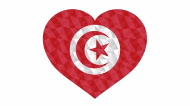 Tunus bayrağı kalp atışları şeklinde düşük polimerli animasyon tarzı video site elementi olarak uygun