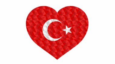 Atan kalp şeklinde Türk bayrağı, site elemanı olarak uygun düşük polimerli animasyon tarzı video