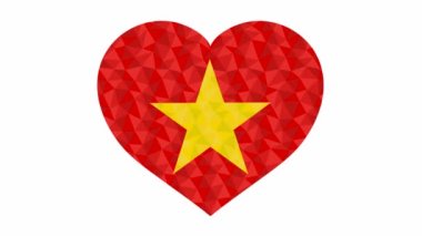 Kalp atışları şeklinde Vietnam bayrağı. Düşük polimerli animasyon tarzı video site elementi olarak uygun.