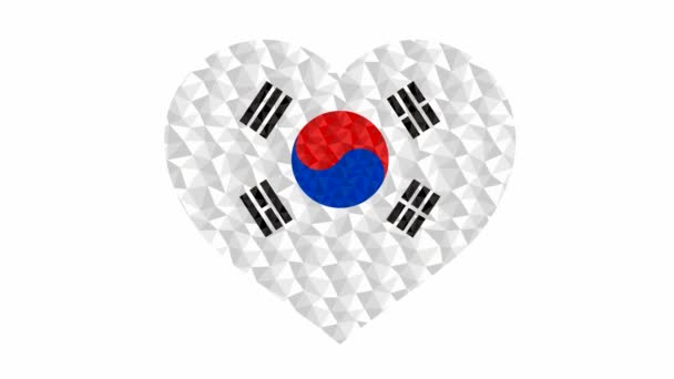 Drapeau État Sud Coréen Forme Battement Coeur Bas Poly Style — Video
