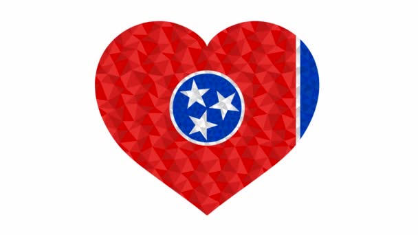 Tennessee State Flag Form Beating Heart Low Poly Style Animated — Stock Video