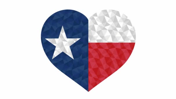 Drapeau État Américain Texas Sous Forme Battement Coeur Bas Poly — Video