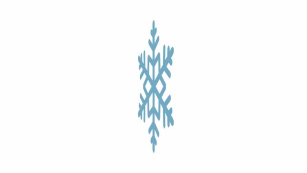 蓝色雪花在白色背景动画视频上旋转3D 用于圣诞设计 — 图库视频影像