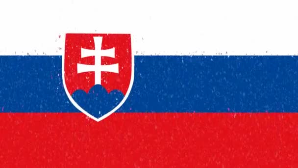 Πτώση Χιονιού Στη Σλοβακική Σημαία Κινουμένων Σχεδίων Βίντεο Για Χριστούγεννα — Αρχείο Βίντεο