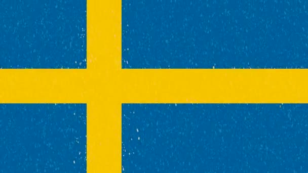 Snowfall Bandeira Sueca Vídeo Animado Para Natal Feriados Ano Novo — Vídeo de Stock