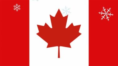 Kanada bayrağına yılbaşı ya da yeni yıl tatili için kar taneleri düşüyor