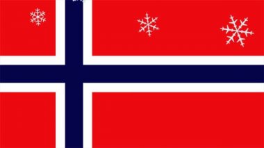 Norveç bayrağına yılbaşı ya da yeni yıl tatili için kar taneleri düşüyor