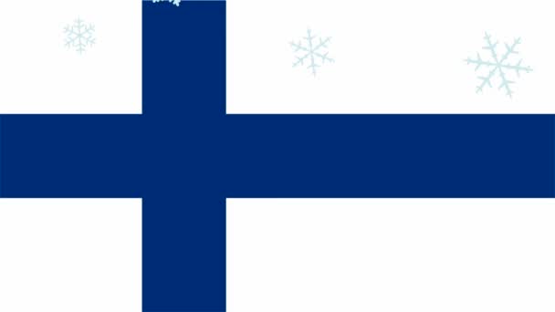 Des Flocons Neige Tombent Sur Drapeau Finlandais Vidéo Animation Pour — Video