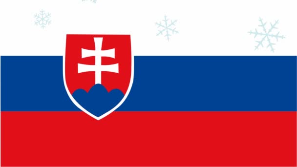 Sneeuwvlokken Vallen Slowaakse Vlag Geanimeerde Video Voor Kerstmis Nieuwjaar Vakantie — Stockvideo