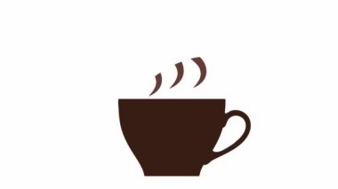 Düz simgeden 2D canlandırılmış kahverengi kahve fincanı.