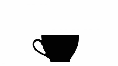 Sade kahve fincanı ve düz 2D video animasyonu.