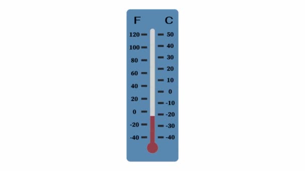 Kwik Thermometer Met Celsius Fahrenheit Schalen Animatie Van Temperatuur Veranderingen — Stockvideo