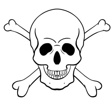 Çapraz kemikli bir kafatasının katı renk illüstrasyonunu göster