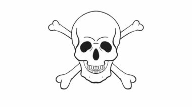 Çapraz kemikli kafatası hareket halindeki animasyonu resmetmiş FullHD video