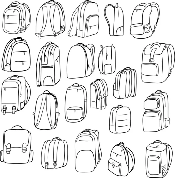 Set Backpacks Doodle Style — Stock Photo, Image