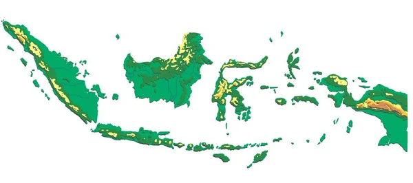 Індонезія Рельєфна Фізична Гіпсометрична Карта Зображення Шарів Тінями — стокове фото
