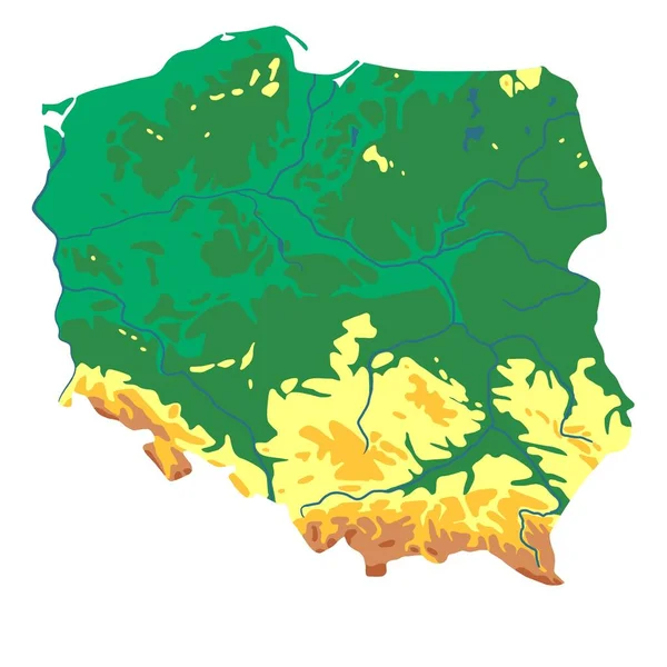 Polsko Reliéf Fyzikální Hypsometric Map Ilustrační Vrstvy — Stock fotografie