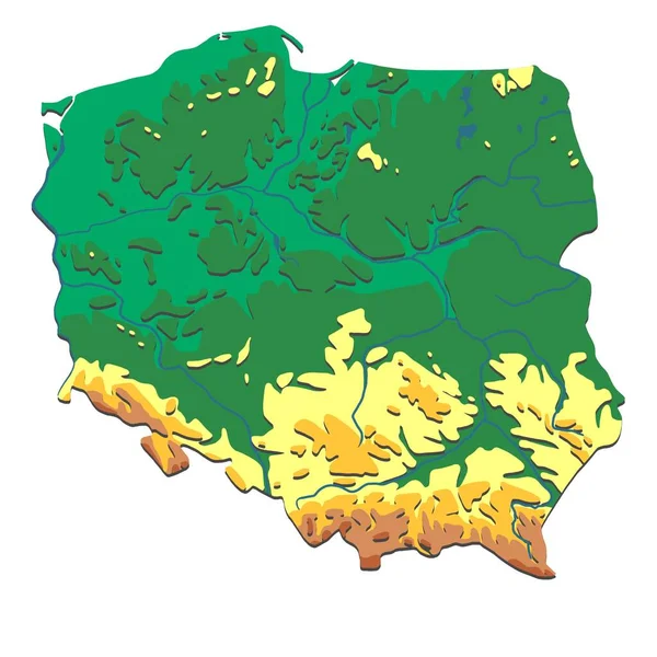 Polsko Reliéfní Fyzikální Hypsometric Map Ilustrační Vrstvy Stíny — Stock fotografie