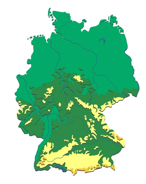 Germania Rilievo Fisico Ipsometro Mappa Illustrazione Strati Con Ombre — Foto Stock