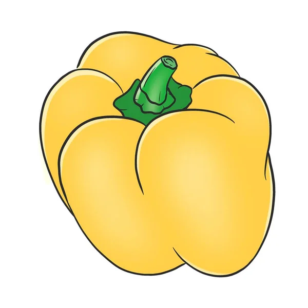 Yellow Sweet Pepper Colored Drawing Isolated Illustration — Stockfoto