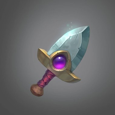 Sihirli kılıç, kılıç, bıçak, dirk, değerli taş ametist, altın, demir, metal