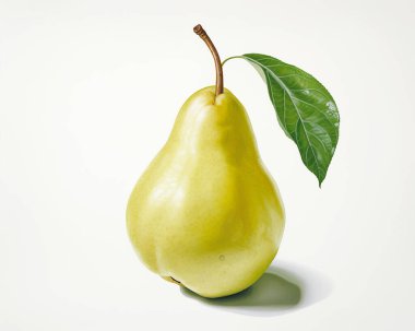 Beyaz arka plan üzerinde izole yaprakları ile armut