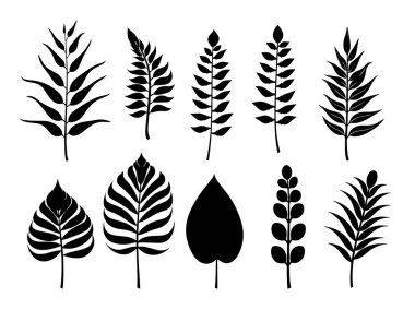 Yaprakları siluetleri kümesi