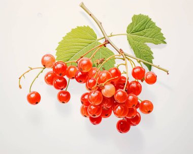 Beyaz arka planda olgun kırmızı frenk üzümü.