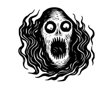 bir hayaletin siyah ve beyaz vektör çizimi