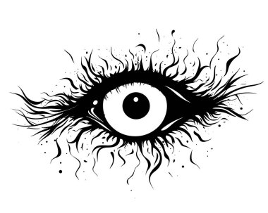 İnsan gözü. El çizimi vektör illüstrasyonu.