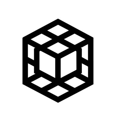 küp vektör ince çizgi simgesi