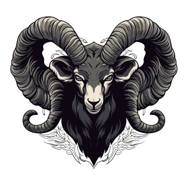 Boğa kafalı. El çizimi vektör illüstrasyonu